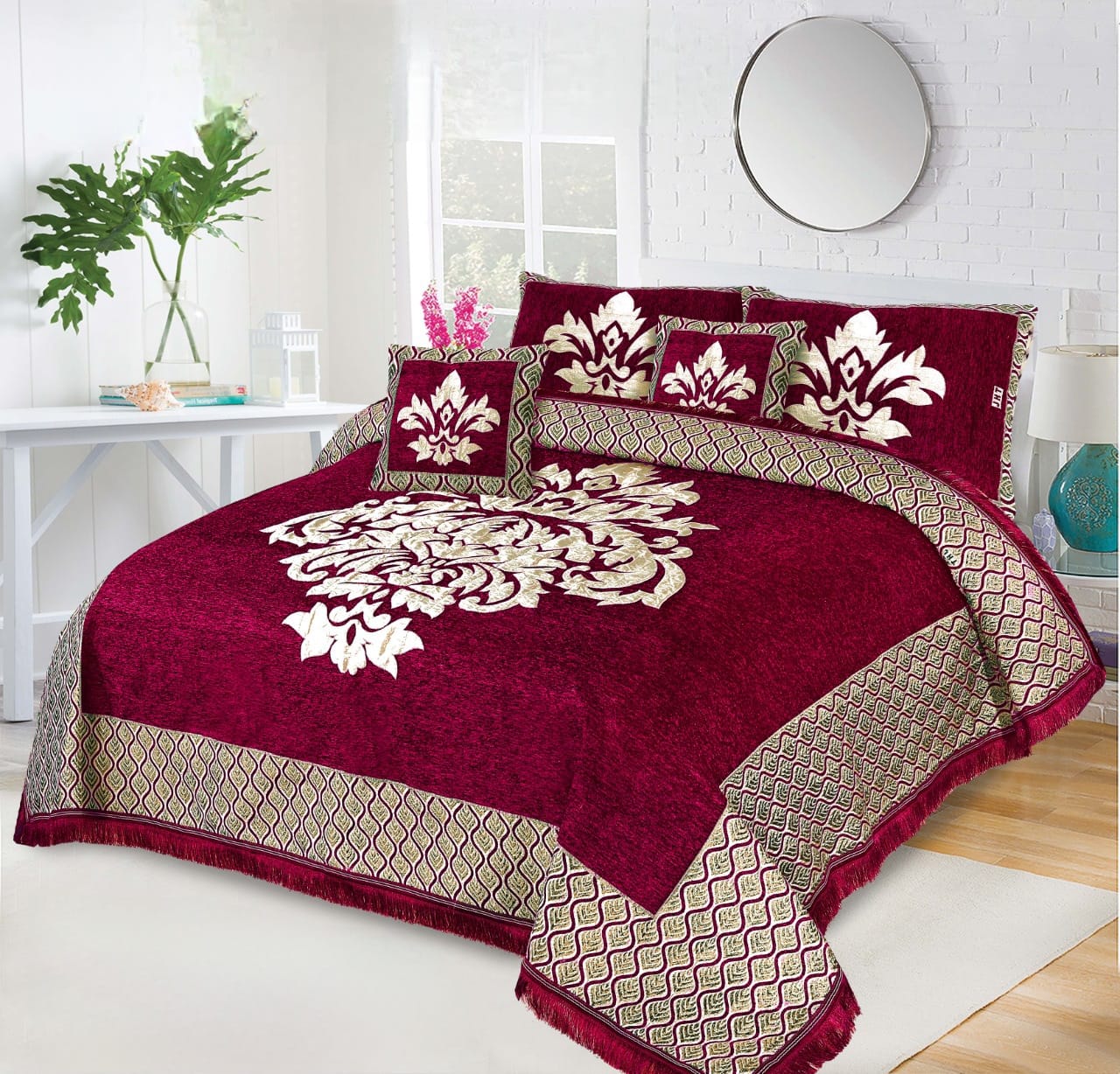 export_quality_bridal_velvet_jacquard_bed_sheet_set_velvet_bed_sheet